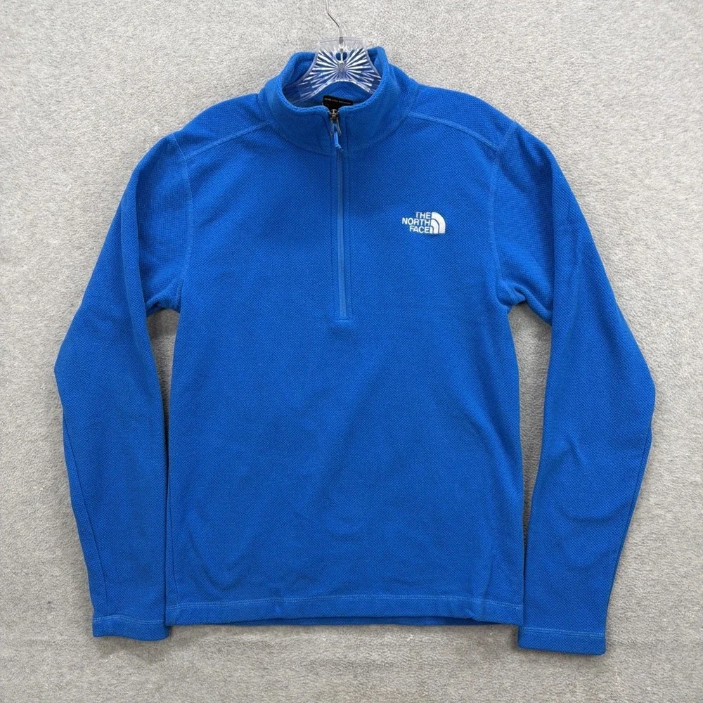 North Face 1/4 Zip Fleece Sweater Mens Small Blue‎ Textured Cap Rock Sweatshirt
